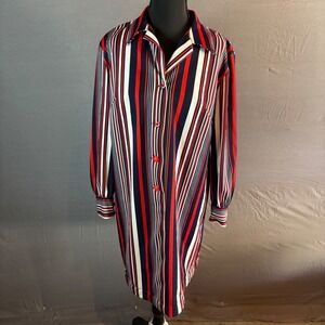 Vintage Town n Terrace Striped Shirt Dress Red White Blue Mod Retro‎ 40s 50s